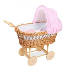 De gros 🥰 PETIT COLLIN Landau En Osier - Garnissage Petites Fleurs Bleues Et Blanches 🔥