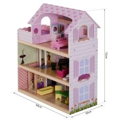Tout neuf ❤️ HOMCOM Maison De Poupée En Bois Jeu D'imitation Grand Réalisme Multi-équipements 60L X 30l X 72H Cm Blanc Rose 👏 -PETIT COLLIN SHOP unnamed file 787